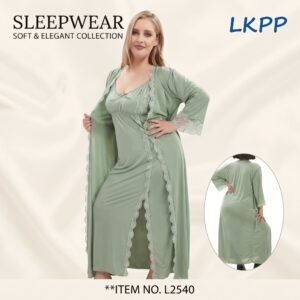 Sage Green 2-Piece Long Nightwear Set L2540 - Ladies Comfort Wear
